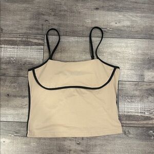Beige Crop Top with Black Trim